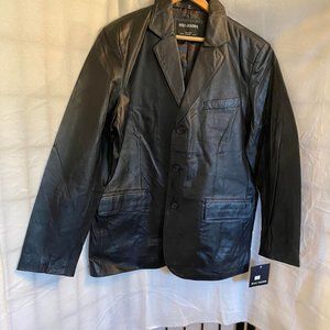 NWT Niko Men's Black Leather Blazer Size Large